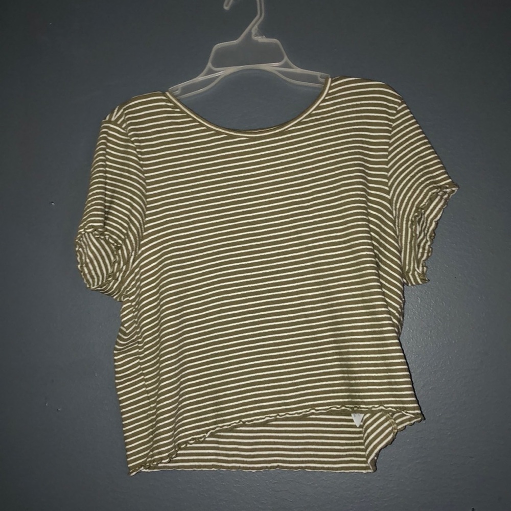 striped green ribbed crop top